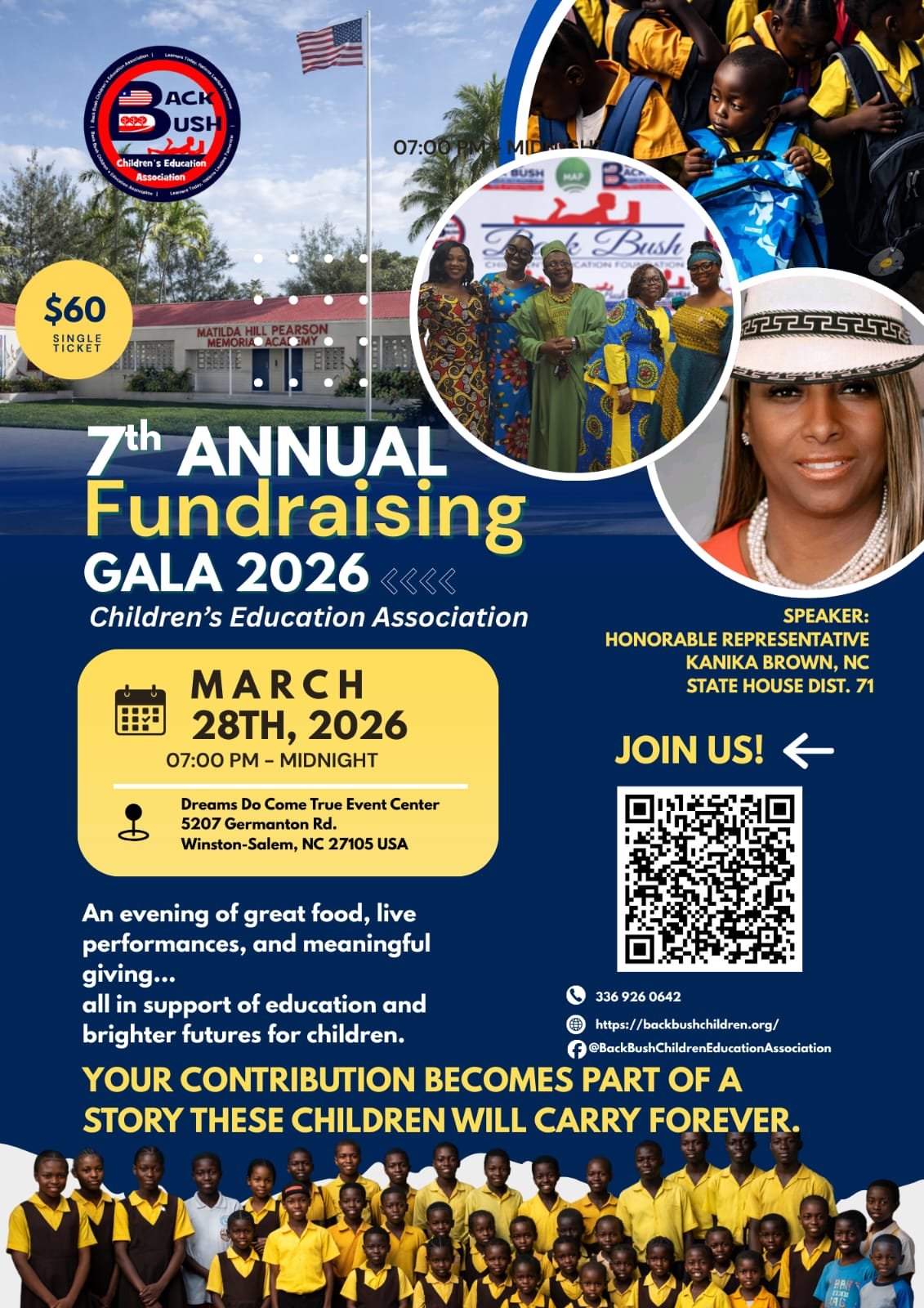 Join us for the 7th Annual Fundraising Gala 🎉 in support of children’s education in underserved communities. Your purchase helps Back Bush Children Education Association put more kids in school and strengthen vital resources like libraries and learning spaces. Every ticket is a step toward quality education for children in Liberia. Please complete this form to confirm your attendance, reserve your seats 🎟, and let us know how you’d like to support during the gala!